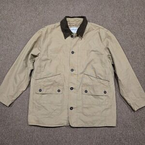Orvis Chore Coat Corduroy Collar Mens XL Quilt Lined Barn Canvas Brown Flap